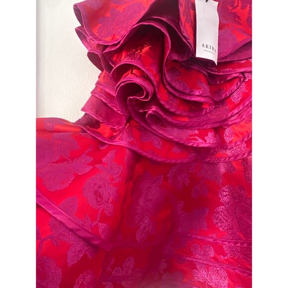 SHE IS BEAUTY BROCADE RUFFLE MINI DRESS out of stock item cocktail SzS NWT - Picture 10 of 12